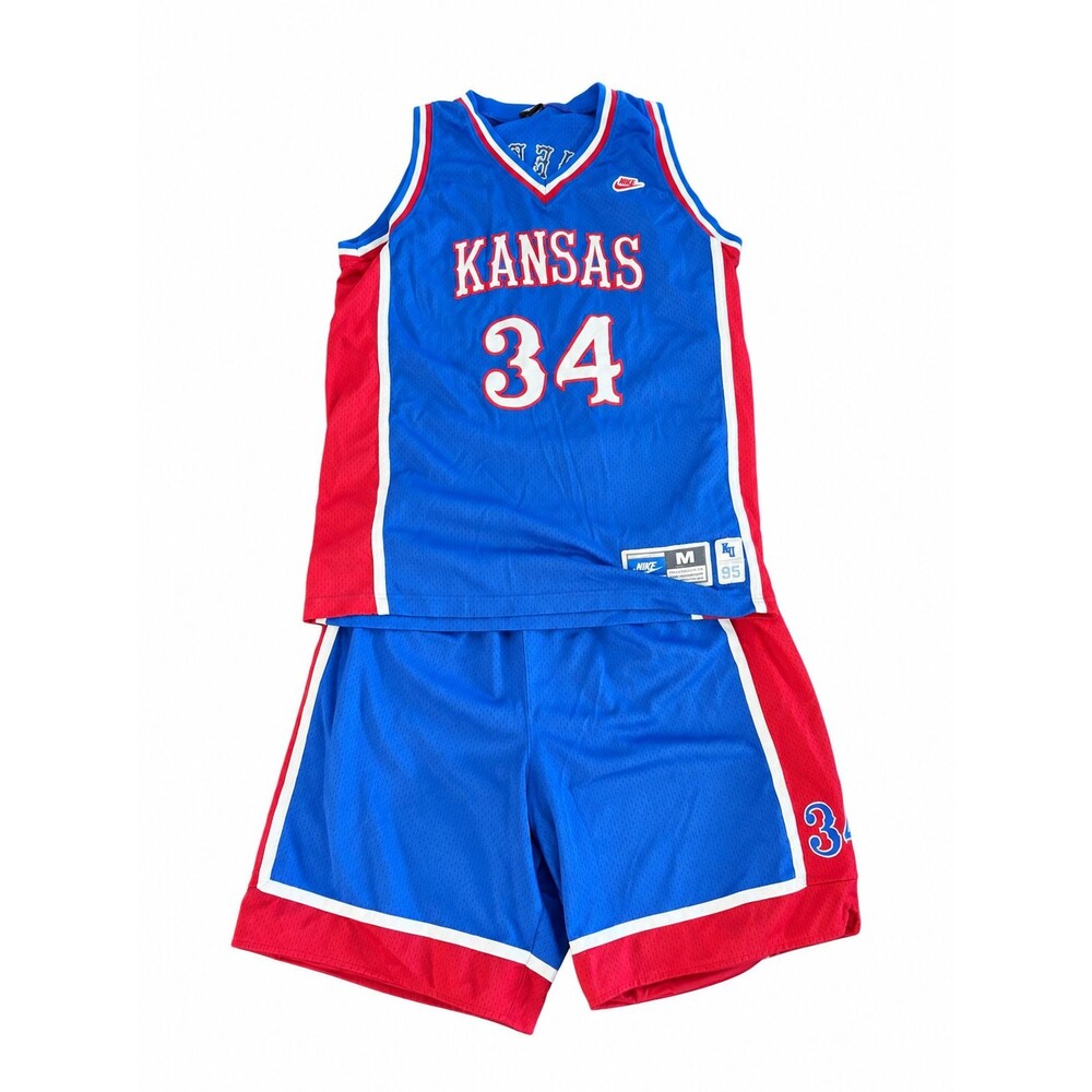 VTG Nike Paul Pierce Kansas Jayhawks Authentic Basketball Jersey & Shorts Sz M